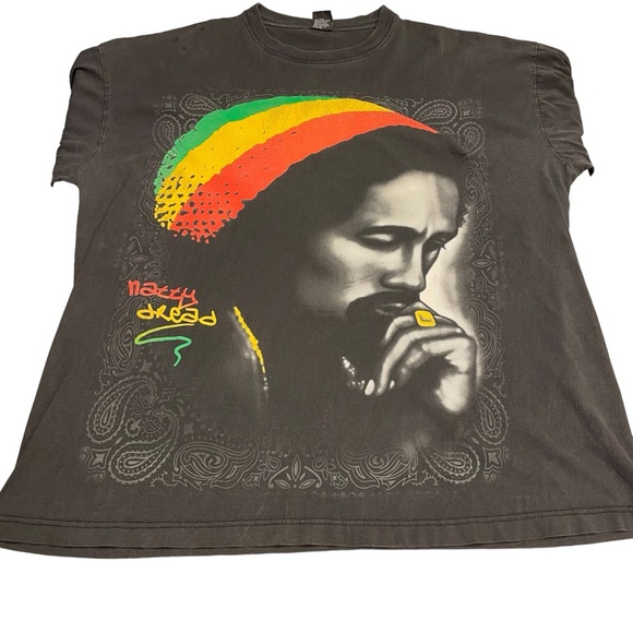Vintage Reggae Rasta Bob Marley Natty Dread T-Shirt 2XL Black Hoss T USA Patina - Picture 4 of 12